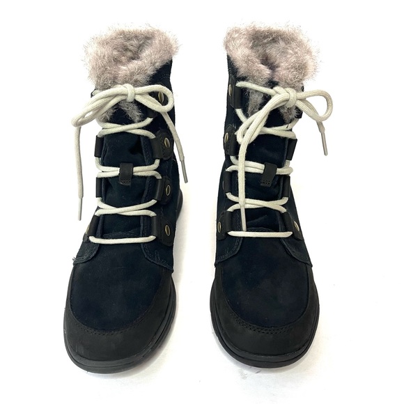 Sorel Explorer Black Suede/Leather and Faux Fur Boots - Sz 7.5 - Picture 4 of 11